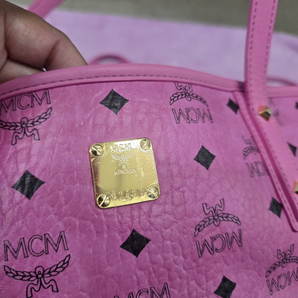 MCM Pink Women's Leather Very Large Tote Bag - Picture 10 of 11